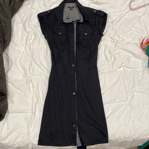 Guess trench dress size small, black with gold buttons and tie